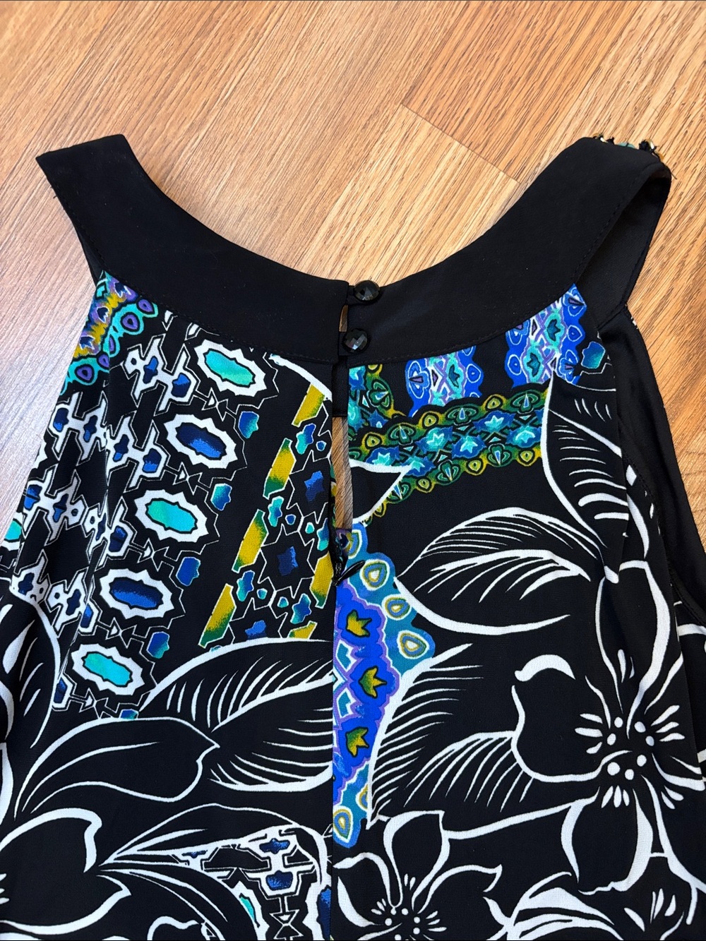 RN Studio By Ronnie Nicole embellished beaded black and teal floral maxi Size 14 - Picture 5 of 17
